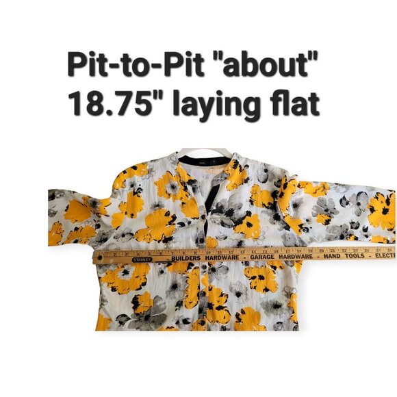 XL Floral Patterned Deal Button-Up, White/Yellow/Blue - Picture 6 of 8